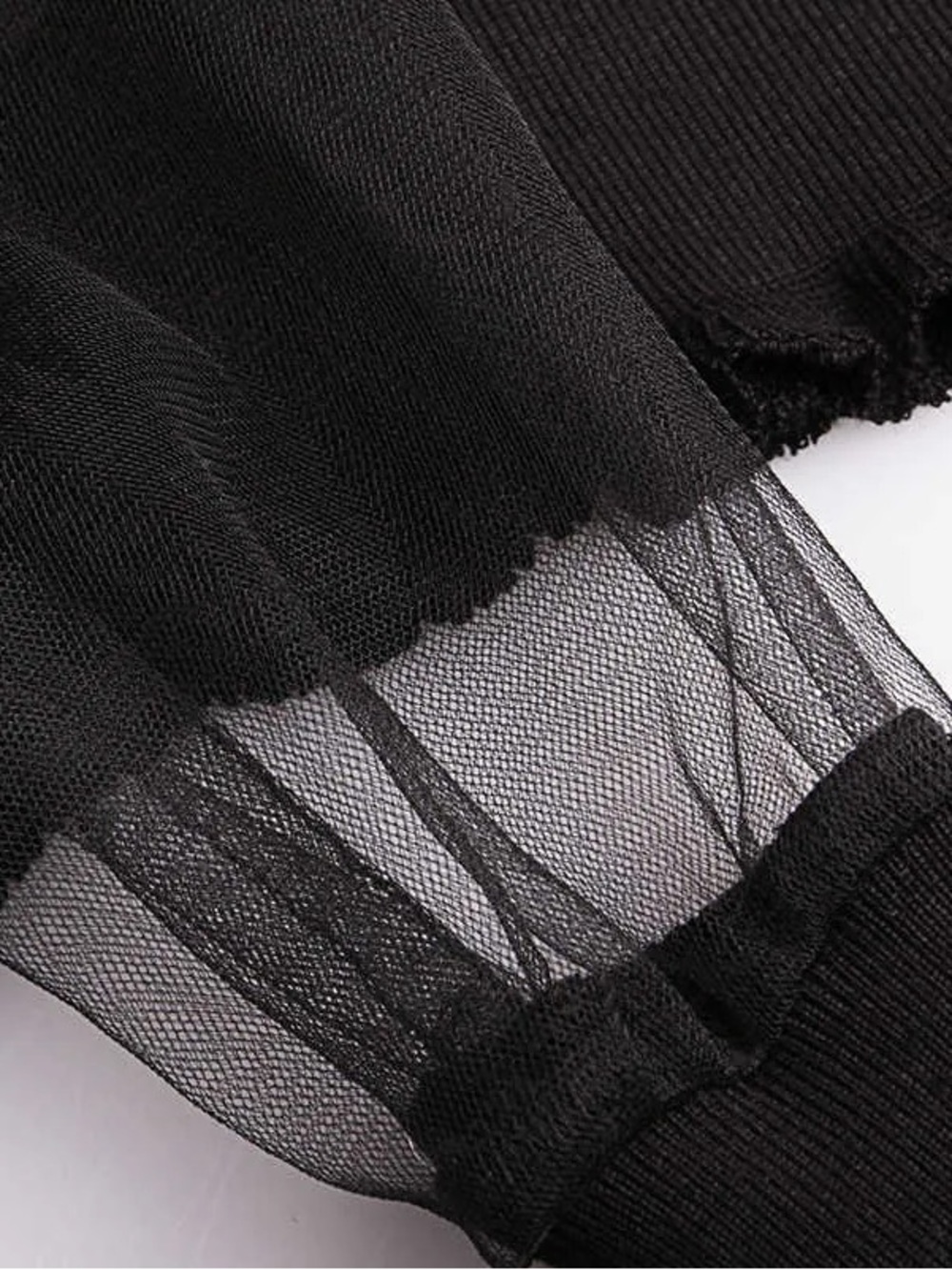 Gracia Black Ruffle-Sleeve Cropped Top - Picture 2 of 6